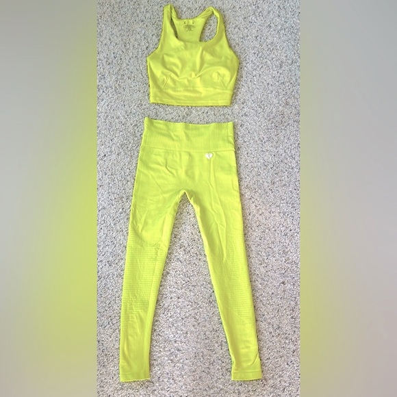 Women's Best Power Seamless workout gym Leggings lime green - Picture 2 of 5